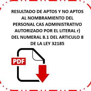 RESULTADO DE APTOS Y NO APTOS AL NOMBRAMIENTO DEL PERSONAL CAS ADMIN 32185